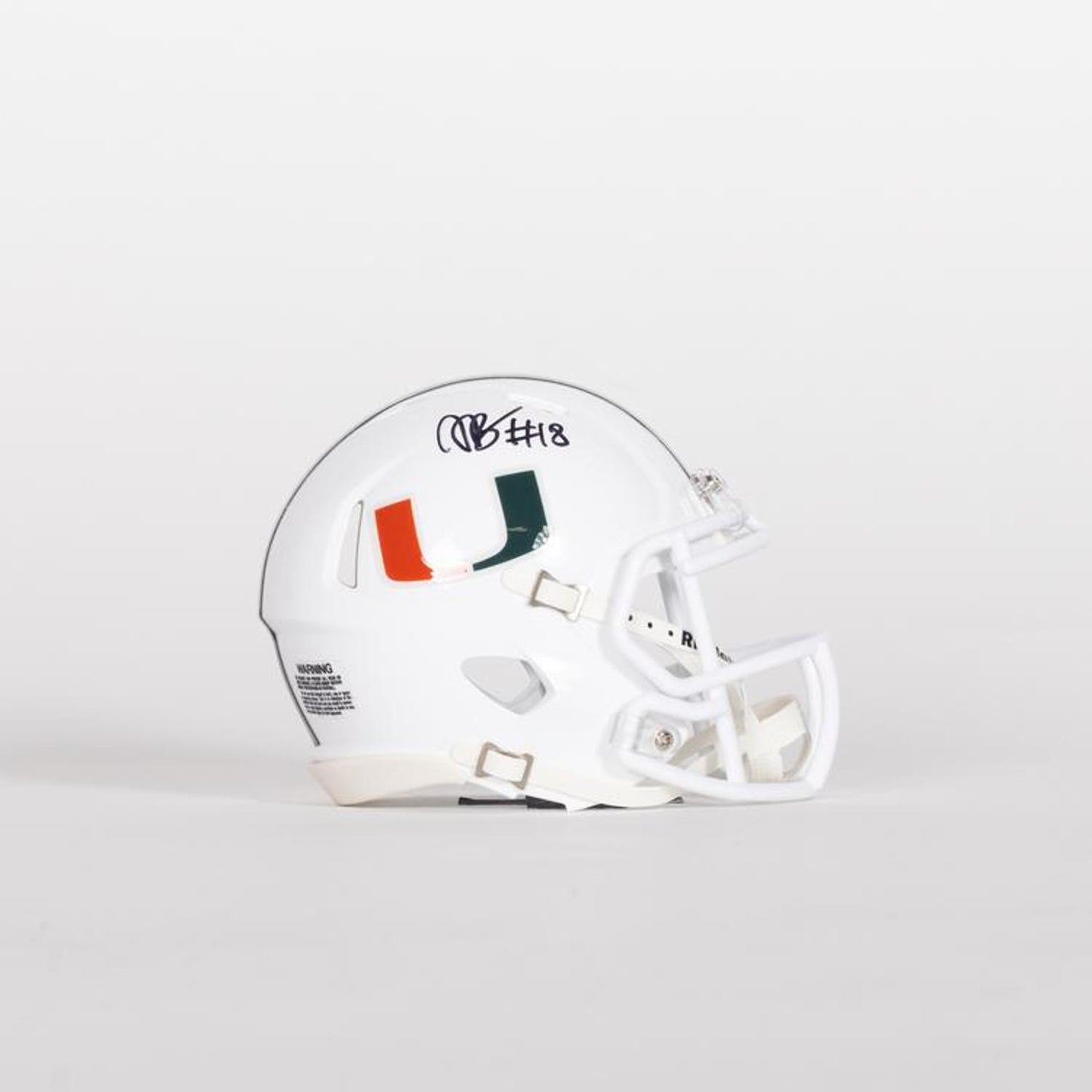 Riddell Miami Hurricanes Student Athlete #18 Armondo Blount Autographed White Mini Football Helmet