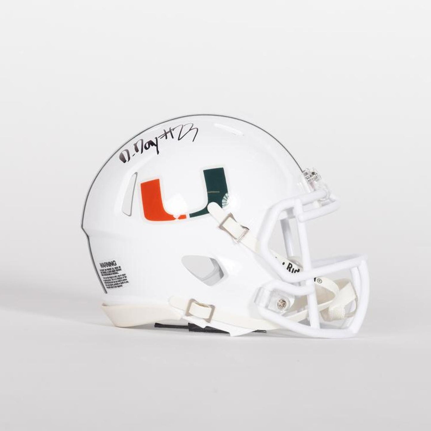 Riddell Miami Hurricanes Student Athlete #23 Dylan Day Autographed White Mini Football Helmet
