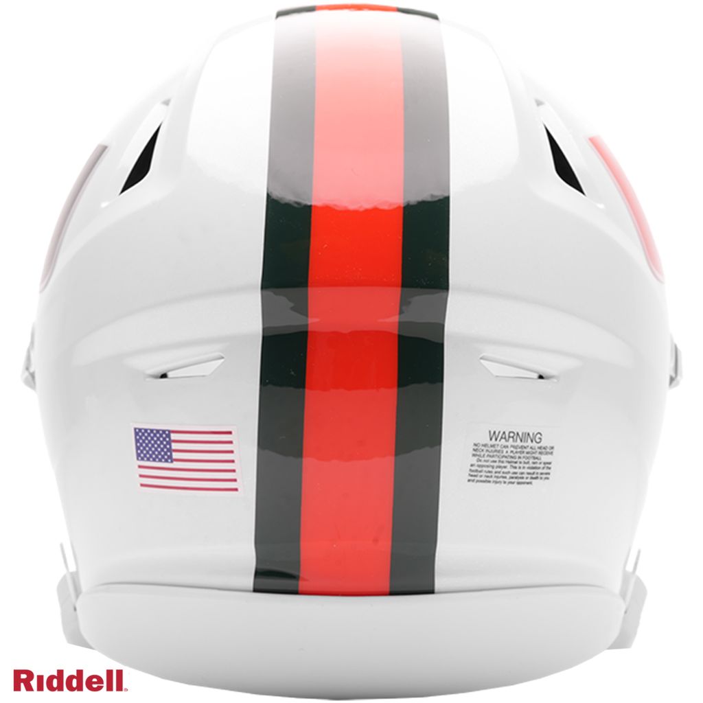 Riddell Miami Hurricanes White SpeedFlex Mid-Size Display Helmet