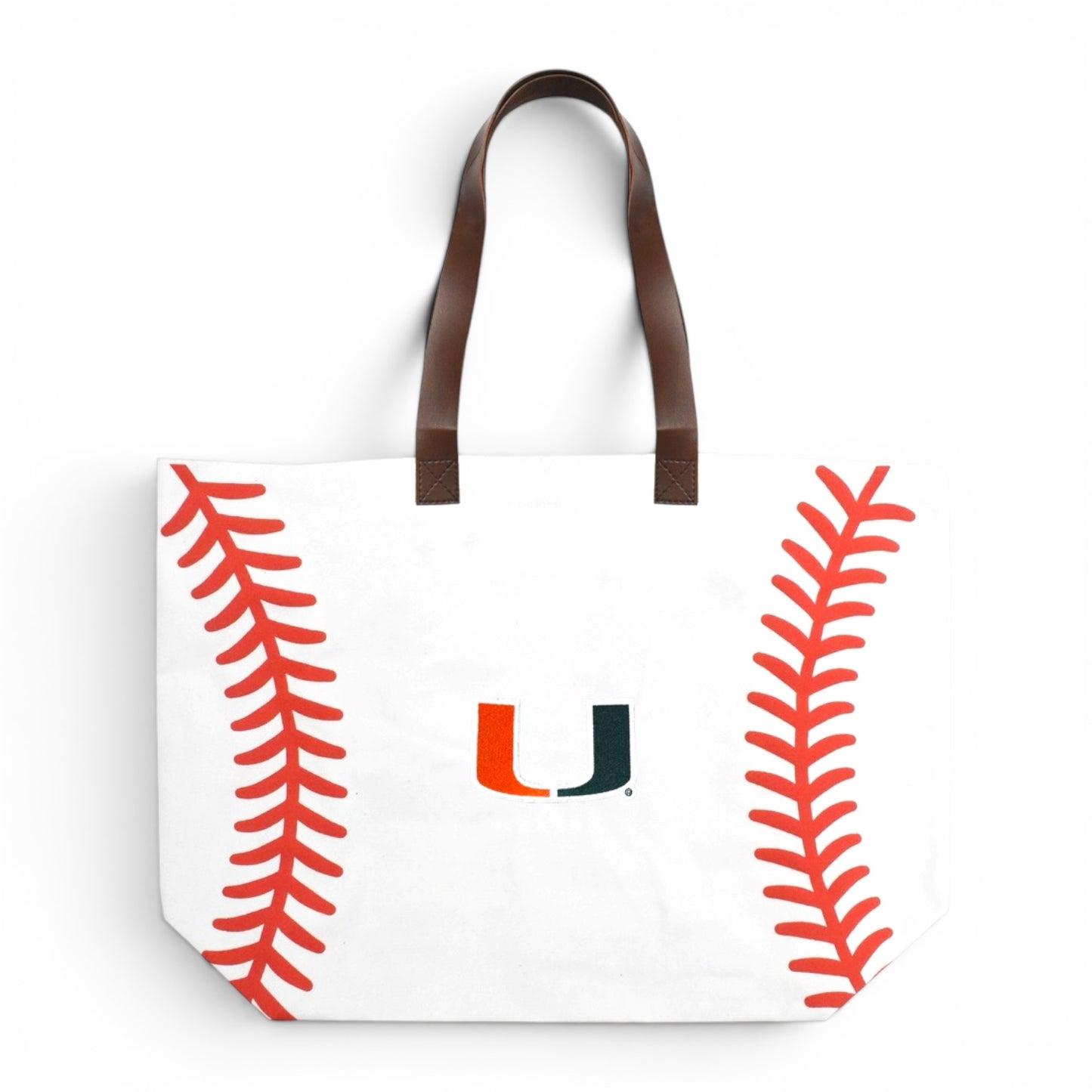 LITTLEARTH Miami Hurricanes White Baseball Canvas Tote Bag