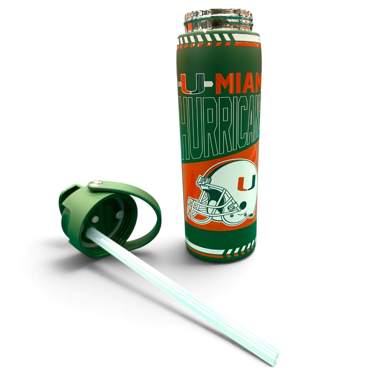 Rico Industries Miami Hurricanes Green Football Helemt 24 oz Water Bottle