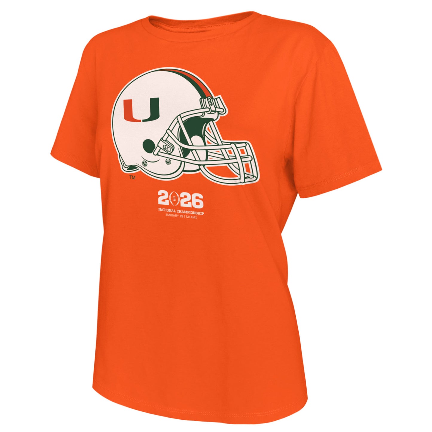 Retro Brands Miami Hurricanes Women's Orange 2026 National Championship Helmet T-Shirt