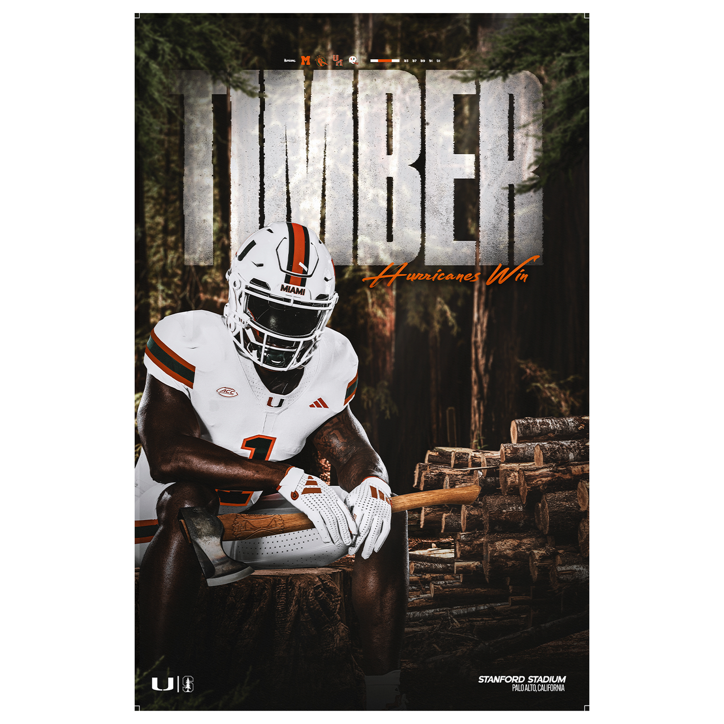 University of Miami Hurricanes 2026 Timber Stanford Victory Poster