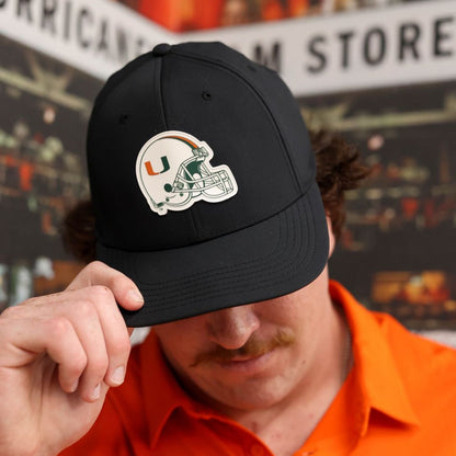 Legacy Miami Hurricanes Black Football Helmet Patch Adjustable Hat