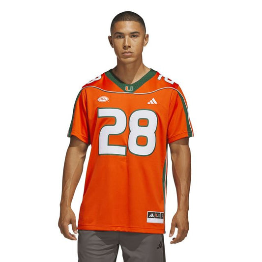 adidas Miami Hurricanes Orange 2001 Collection Premier #28 Clinton Portis Jersey