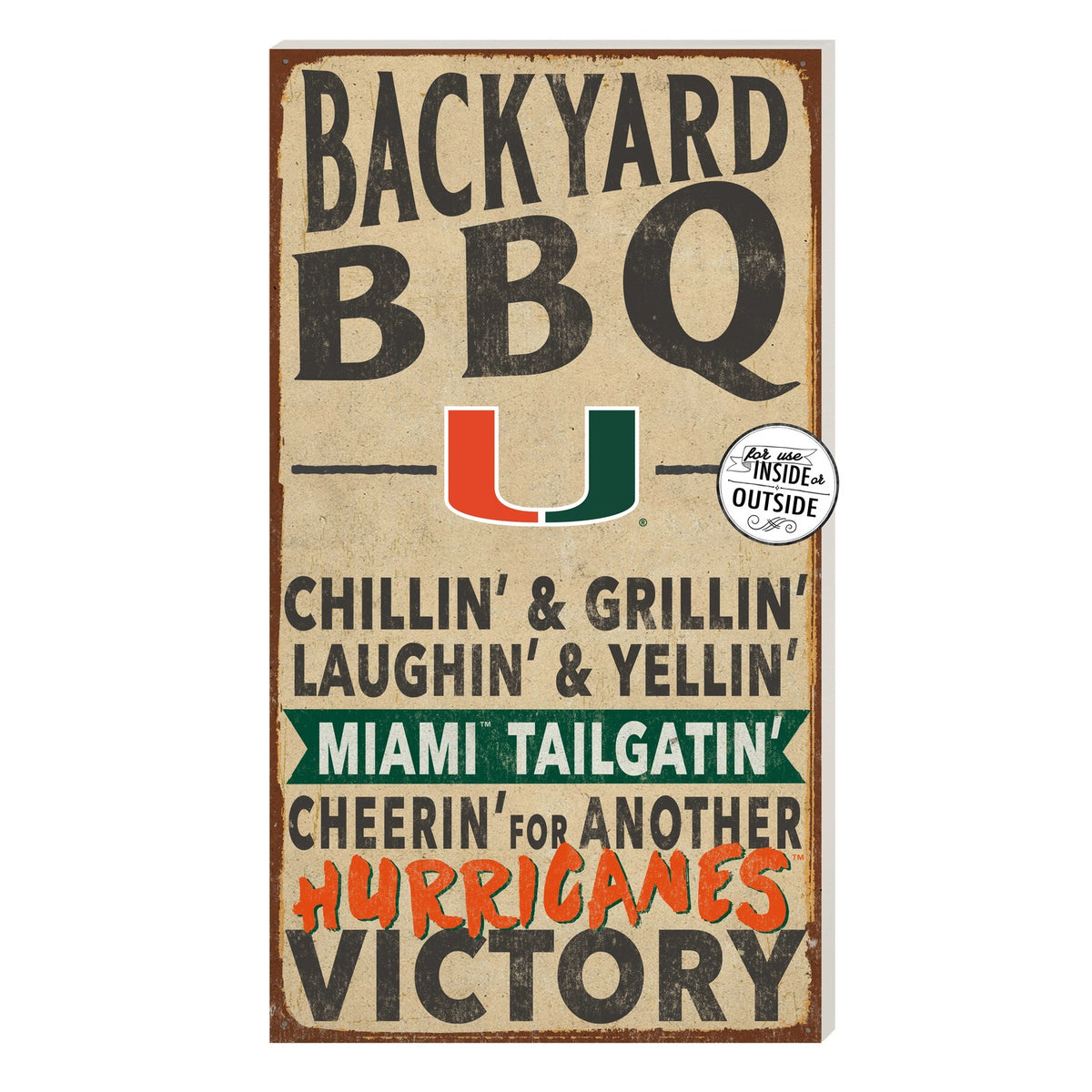 KH Sports Fan Inc. University of Miami Backyard U BBQ 11&quot;x20&quot; Indoor / Outdoor Sign