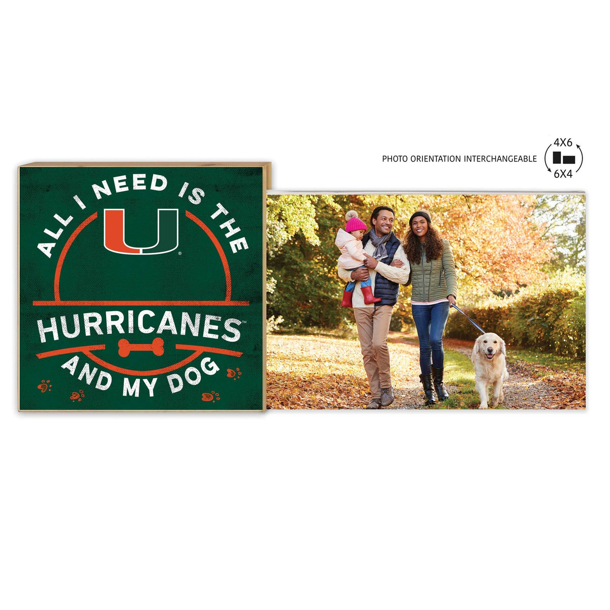 KH Sports Fan Inc. University of Miami All I Need is The Hurricanes and My Dog 4x6‚ Äù Picture Frame