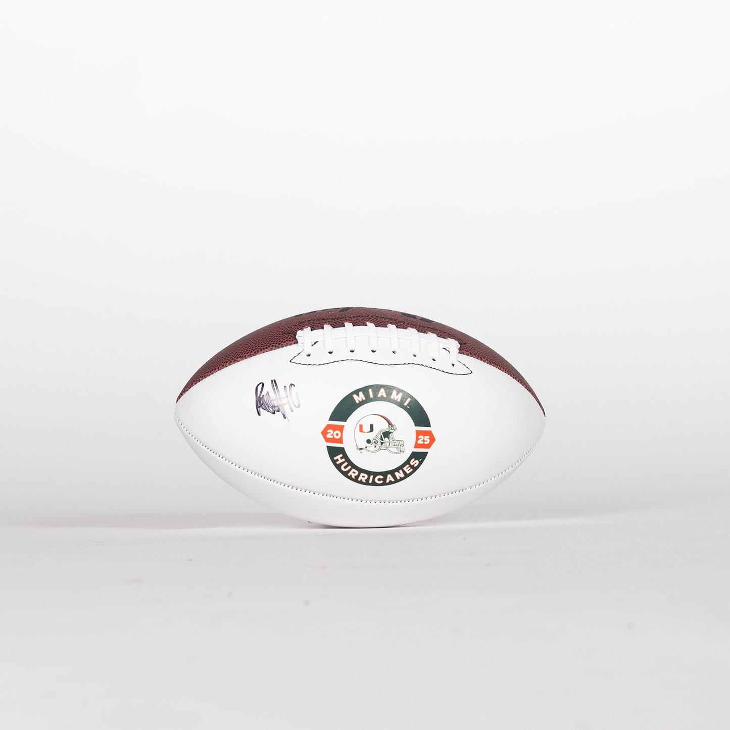 Baden Sports Miami Hurricanes Student Athlete #10 Raul Aguirre Autographed White Full Size Football