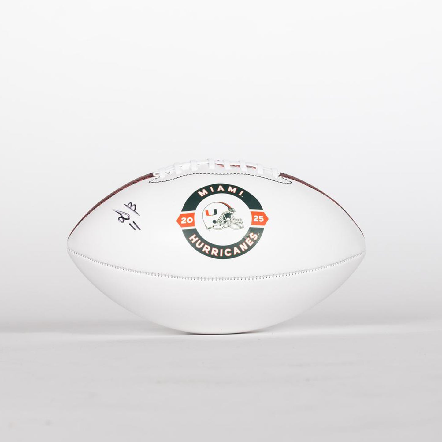 Baden Sports Miami Hurricanes Student Athlete #11 David Blay Autographed White Full Size Football