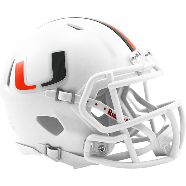 Riddell Miami Hurricanes Mini White 'Speed' Football Helmet – Miami Team Store Riddell Miami Hurricanes Mini White 'Speed' Football Helmet – Miami Team Store