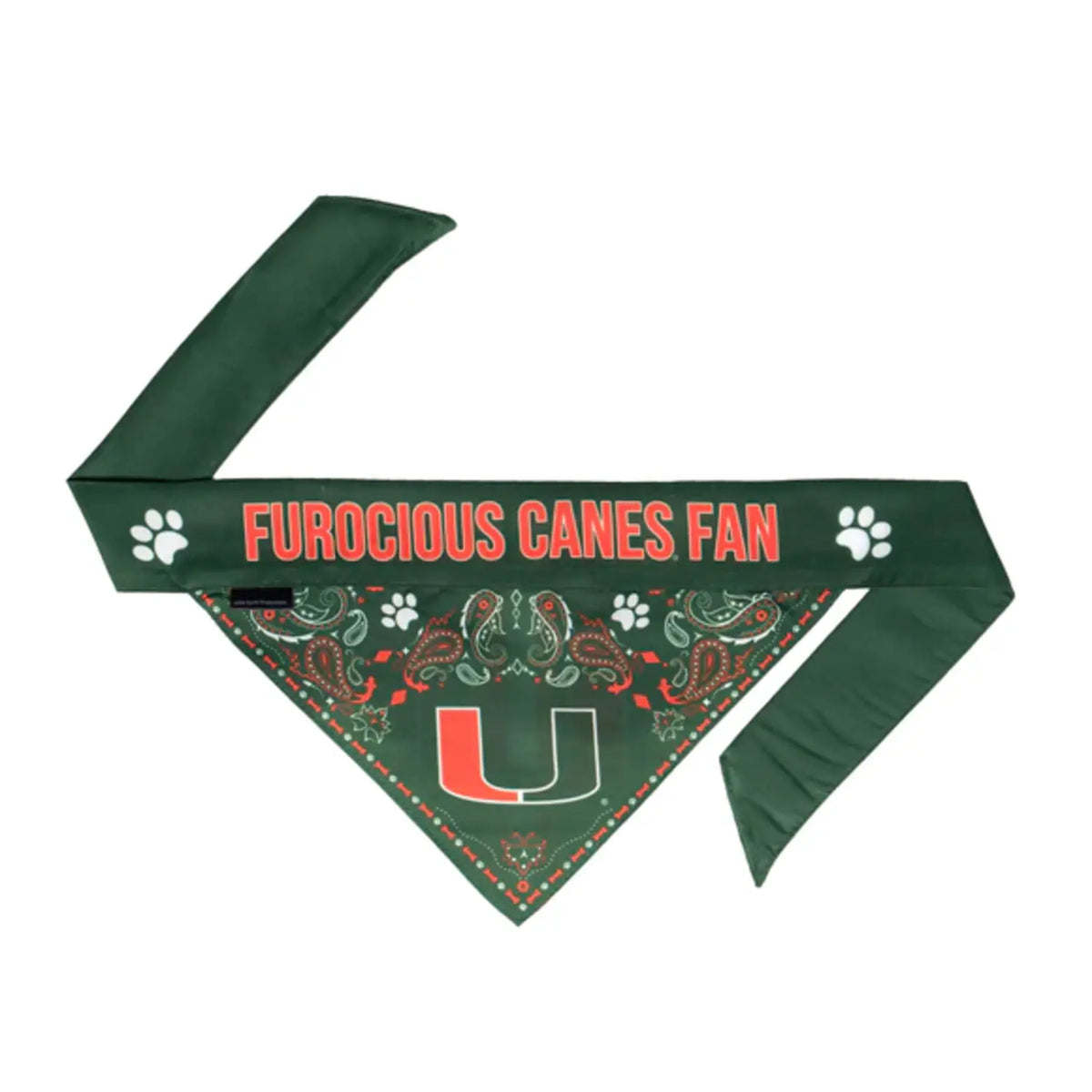 LITTLEARTH Miami Hurricanes Green Pet Bandana