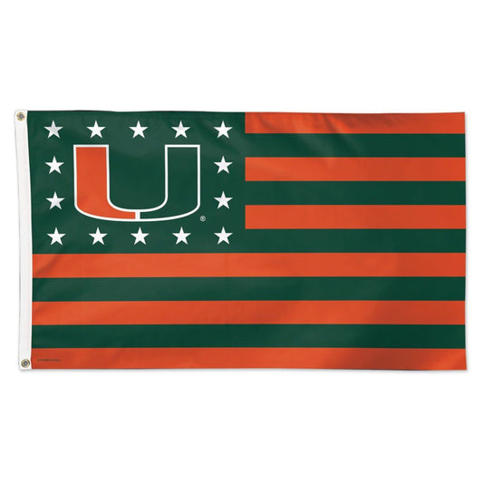WinCraft University of Miami 3' x 5' Deluxe Stars and Stripes NCAA Flag