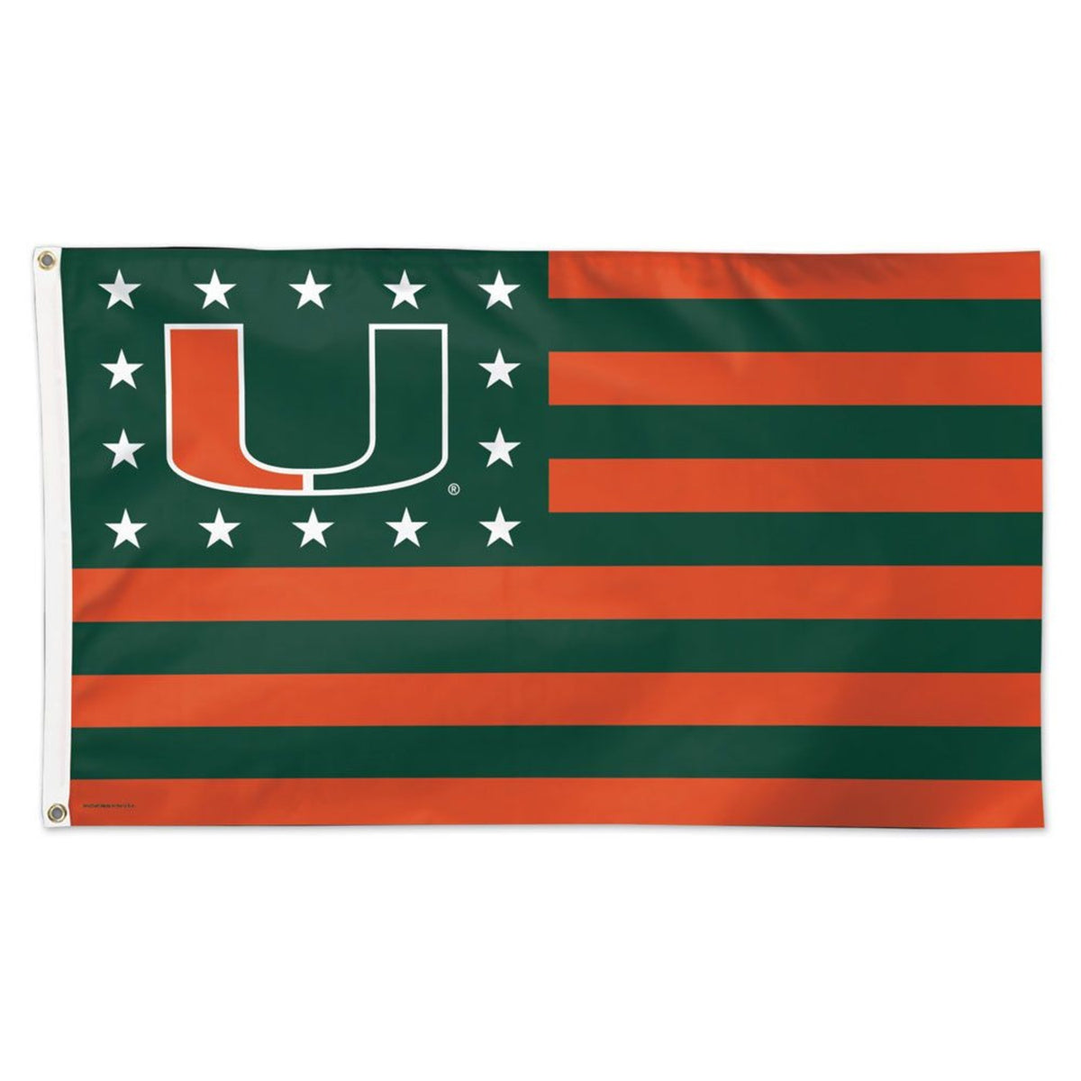 WinCraft University of Miami 3&#39; x 5&#39; Deluxe Stars and Stripes NCAA Flag