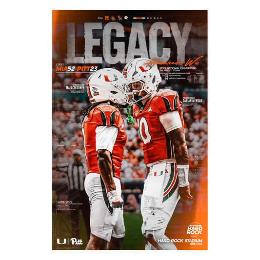 University of Miami Hurricanes 2026 Legacy Pitt Victory Poster