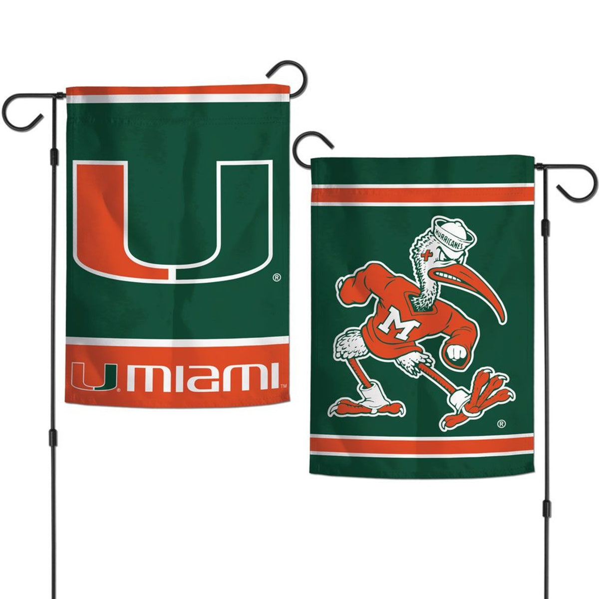 WinCraft University of Miami Green Garden Flags 2 Sided 12.5&quot; X 18&quot;