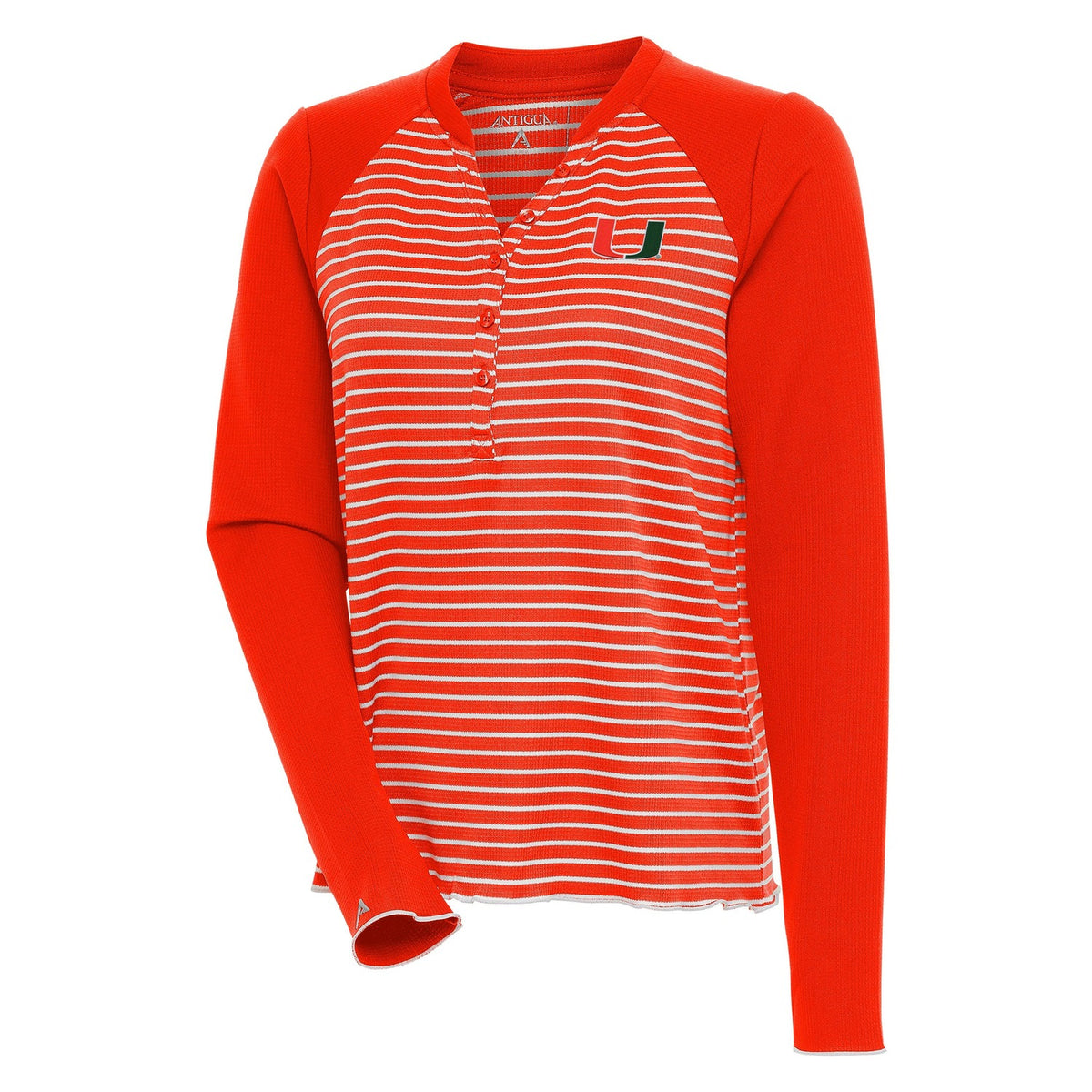 Antigua University of Miami Women&#39;s Maverick Orange Long Sleeve Shirt