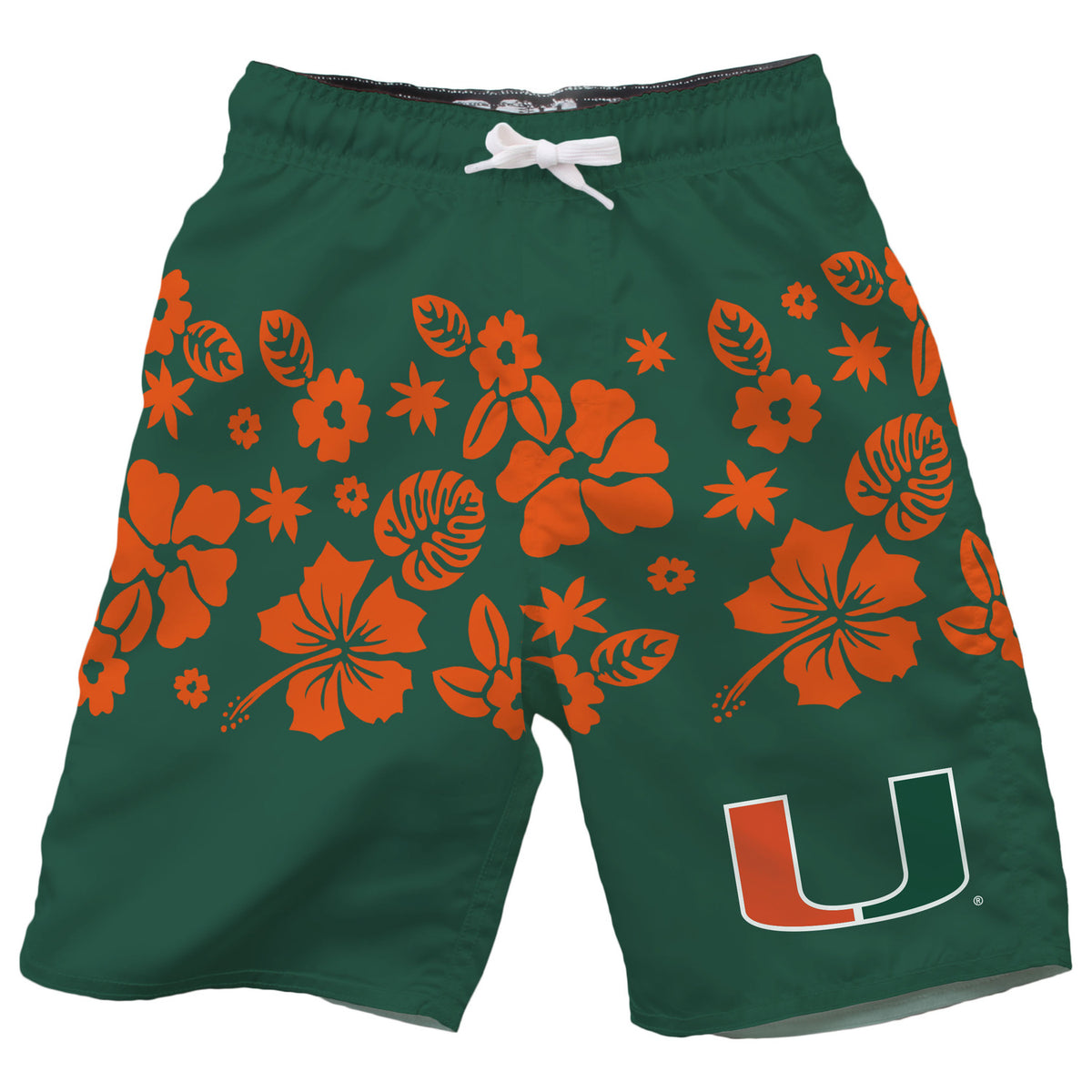 Wes &amp; Willy University of Miami Youth Green Inset Volly Swim Trunks