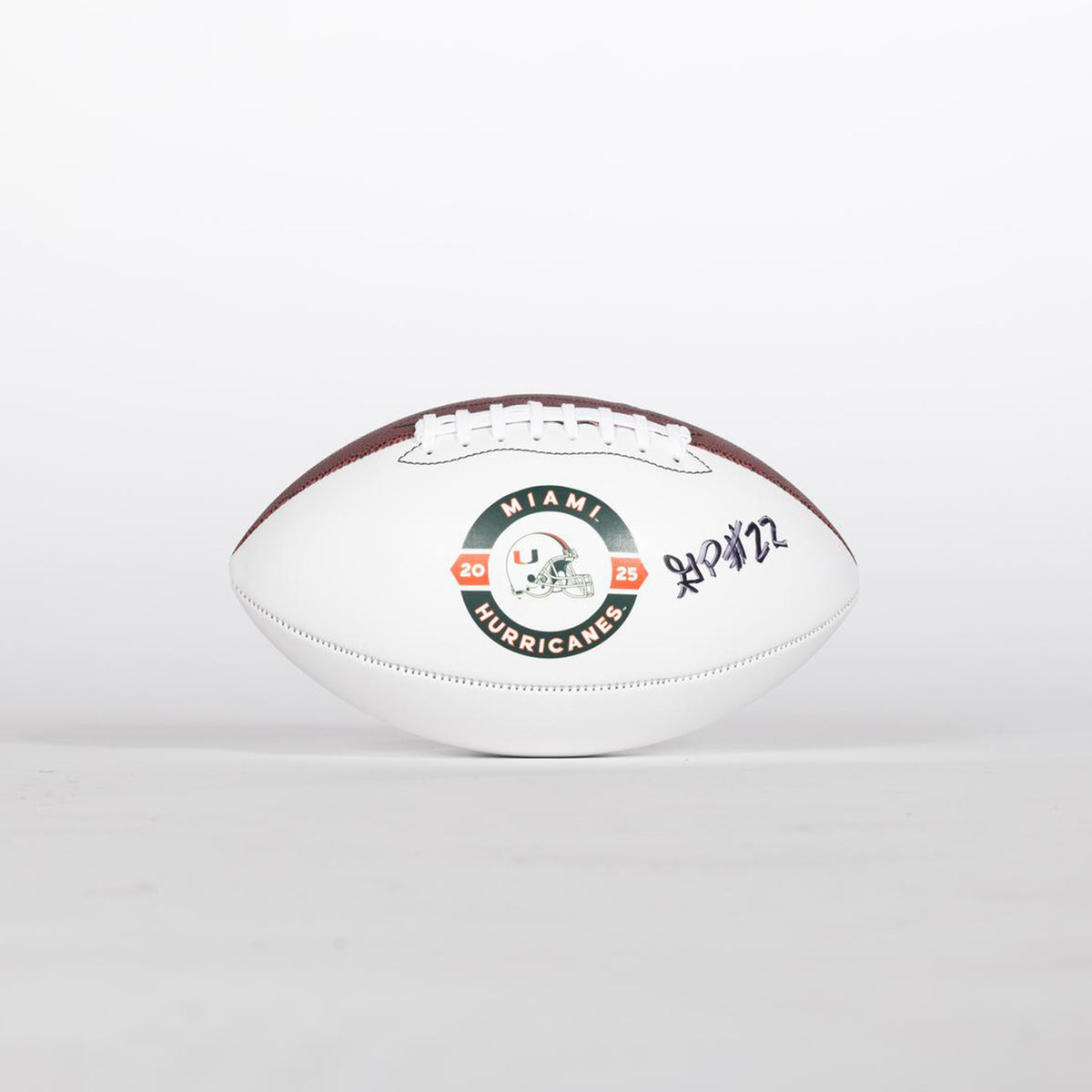Baden Sports Miami Hurricanes Student Athlete #22 Girard Pringle Autographed White Full Size Football