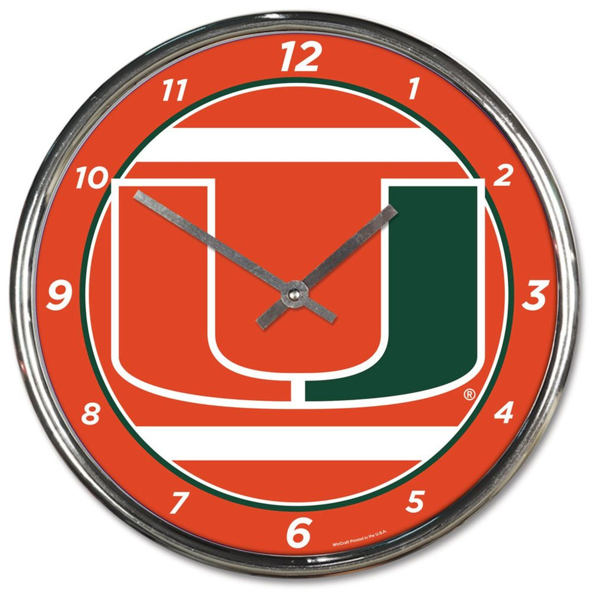 Miami Hurricanes U Logo Chrome Clock
