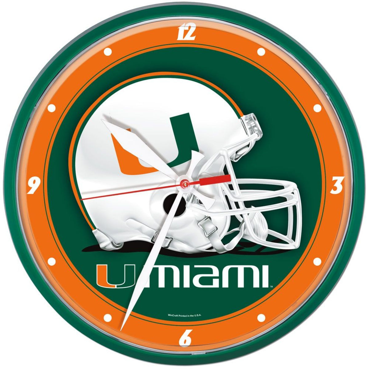 WinCraft Miami Hurricanes Helmet Round Wall Clock 12.75&quot;