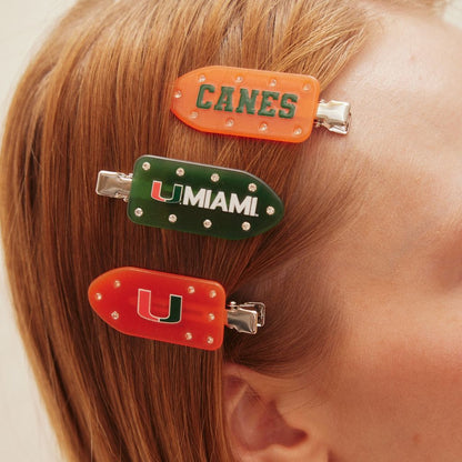 BaubleBar Miami Hurricanes Orange and Green Six-Piece Hair Clip Set