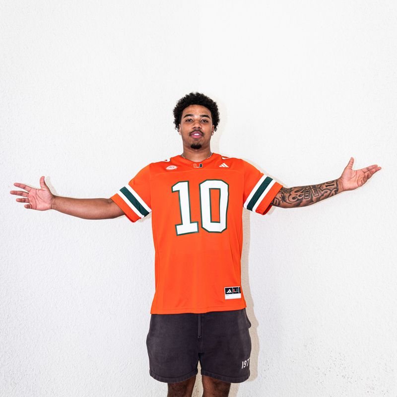 adidas Miami Hurricanes #10 Darian Mensah Student Athlete Orange Football Jersey