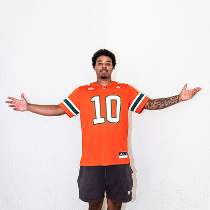 adidas Miami Hurricanes #10 Darian Mensah Student Athlete Orange Football Jersey