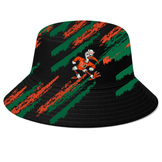Dyme Lyfe Miami Hurricanes Black Striped Sebastian The Ibis Bucket Hat