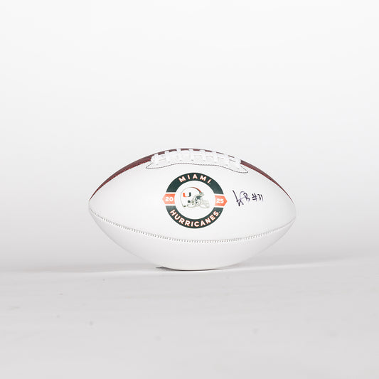 Baden Sports Miami Hurricanes Student Athlete #31 Wesley Bissainthe Autographed White Full Size Football