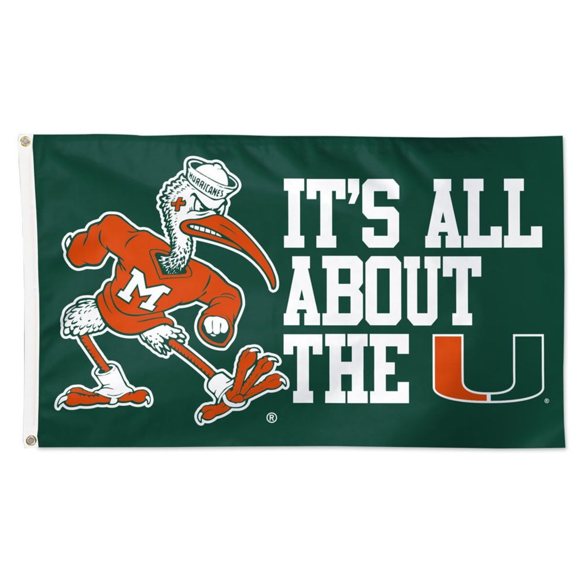 WinCraft University of Miami  3&#39; x 5&#39; Deluxe It&#39;s All About The U Green Flag