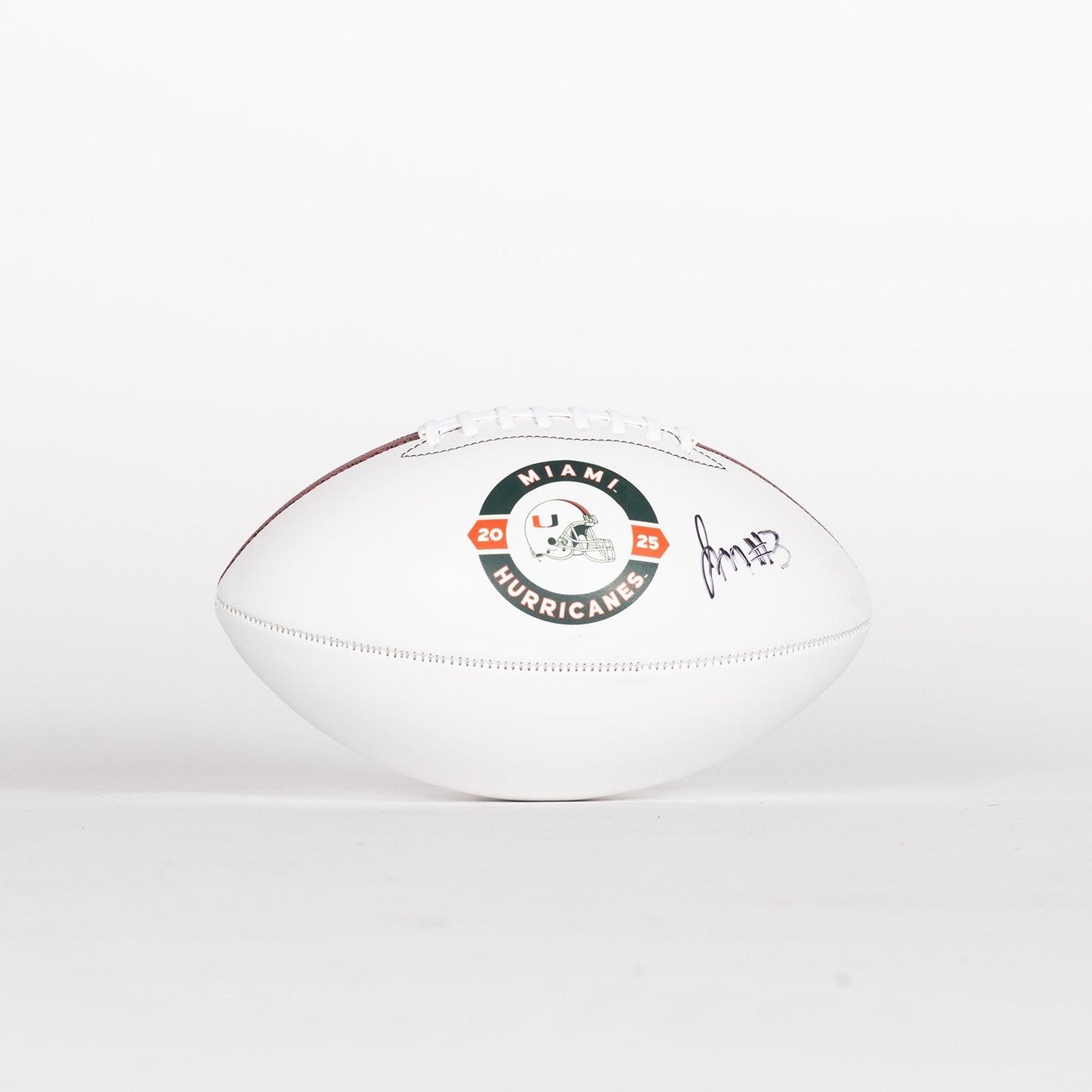 Baden Sports Miami Hurricanes Student Athlete #3 Joshua Moore Autographed White Full Size Football