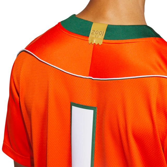 adidas Miami Hurricanes Orange 2001 Collection Premier #1 Jersey