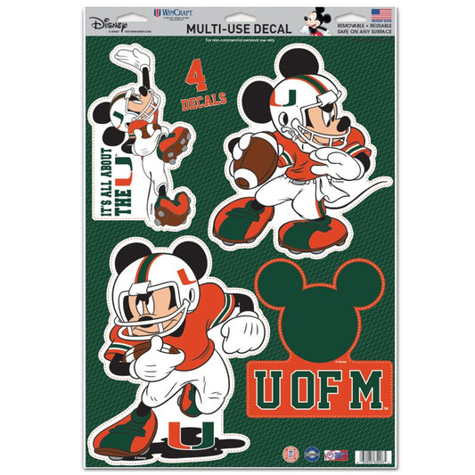 WinCraft Miami Hurricanes Mickey Mouse Multi-Use Decal 11" x 17"