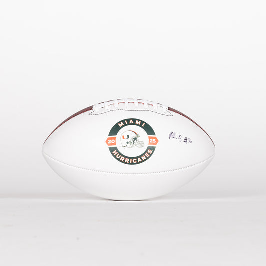 Baden Sports Miami Hurricanes Student Athlete #70 Markel Bell Autographed White Full Size Football