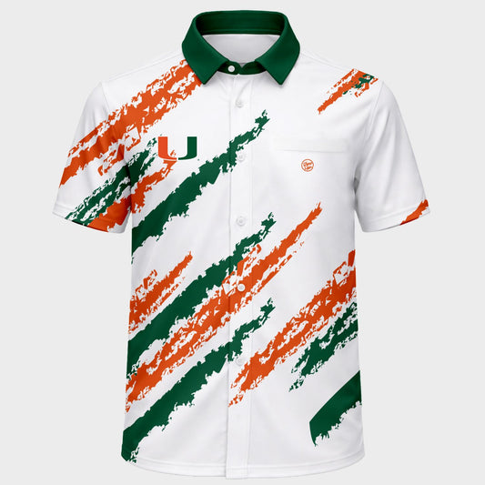 Dyme Lyfe Miami Hurricanes White Striped Sebastian The Ibis Button-Up Shirt