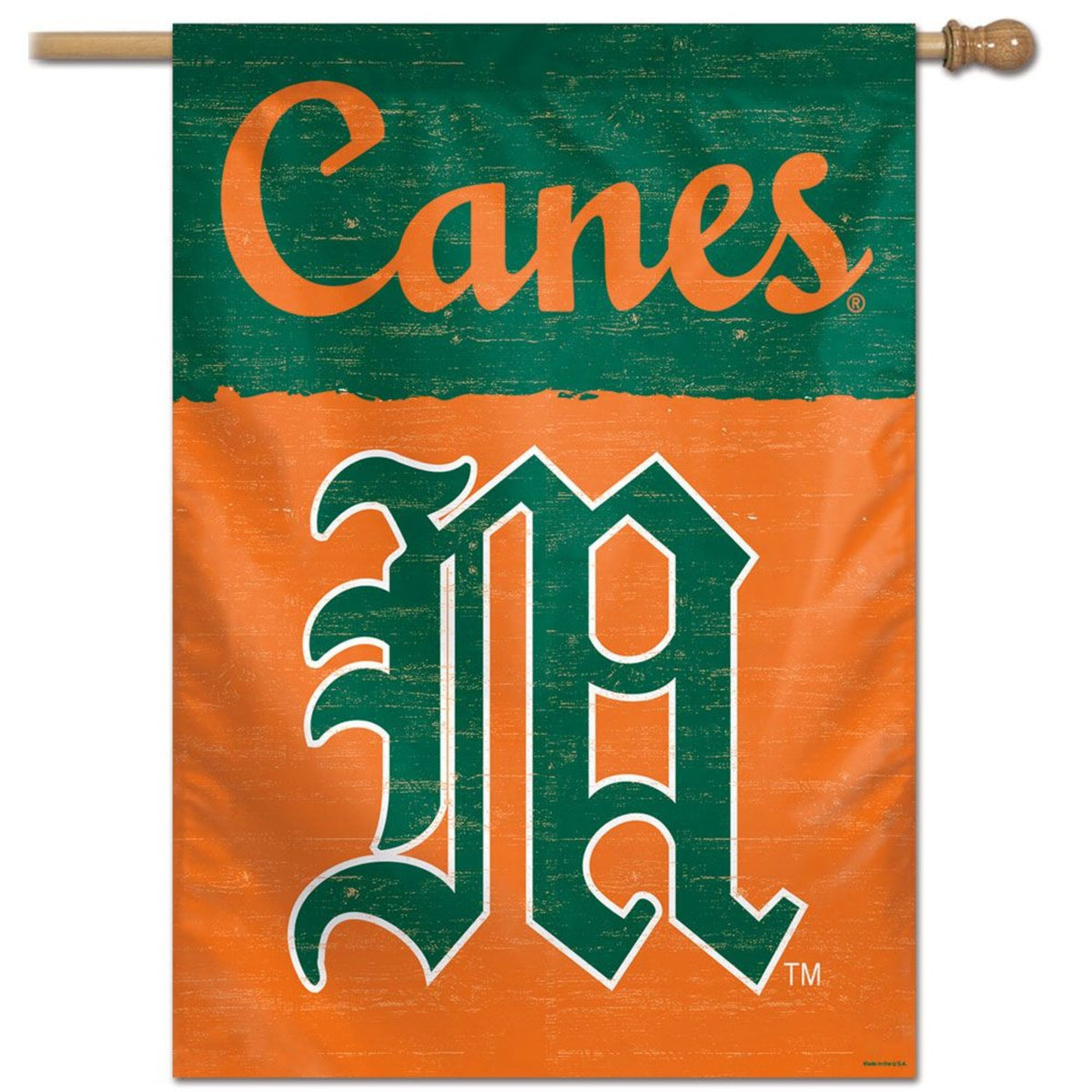 WinCraft University of Miami 28&quot; x 40&quot; Vintage Collegiate Vertical Flag