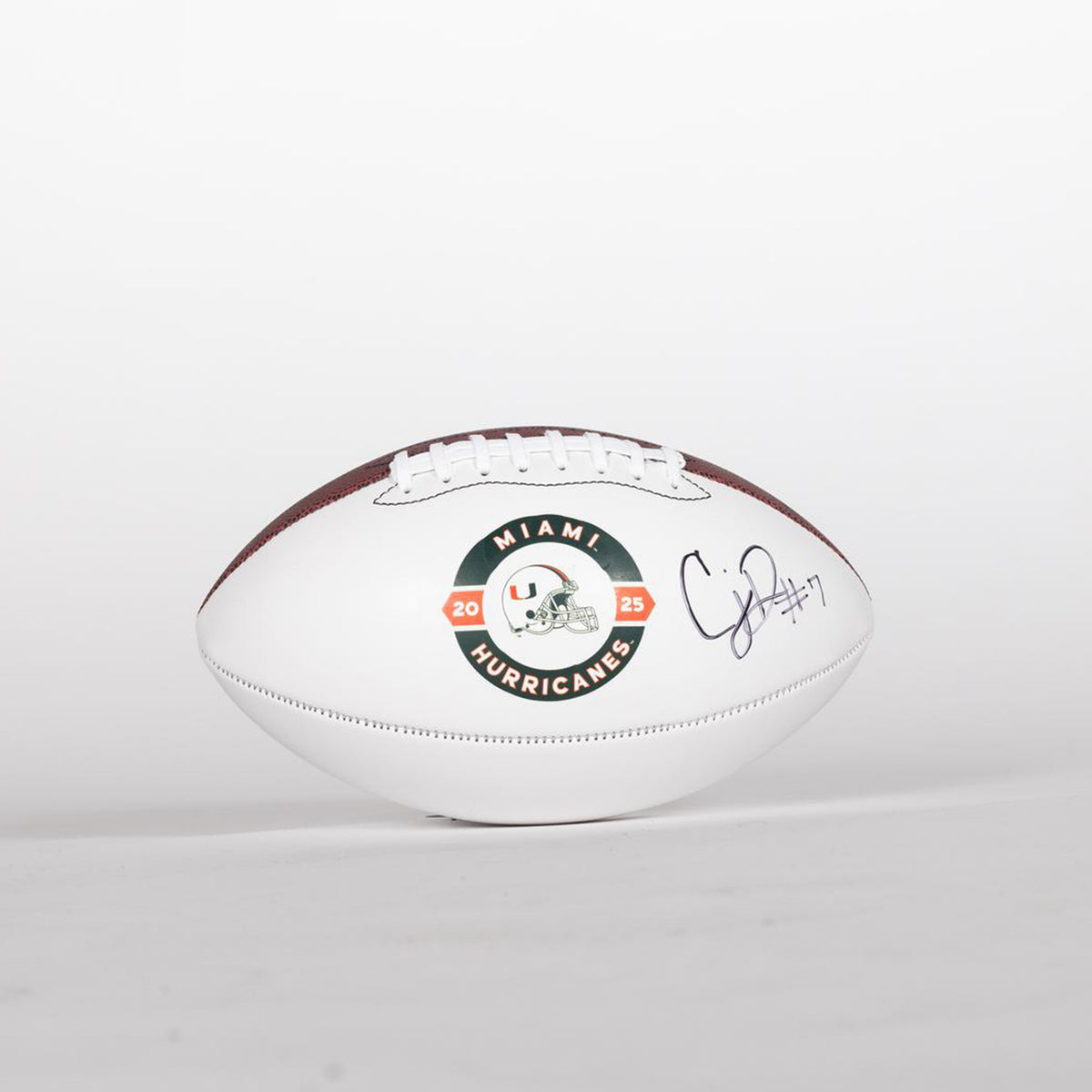 Baden Sports Miami Hurricanes Student Athlete #7 CJ Daniels Autographed White Full Size Football