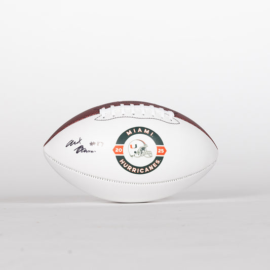 Baden Sports Miami Hurricanes Student Athlete #87 Alex Bauman Autographed White Full Size Football