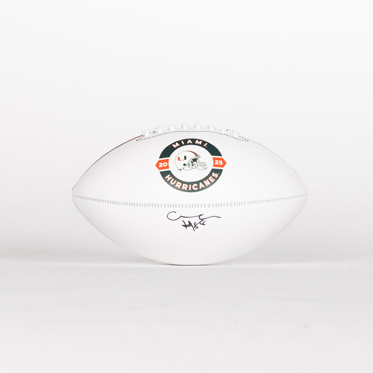 Baden Sports Miami Hurricanes Student Athlete #88 Luka Gilbert Autographed White Full Size Football