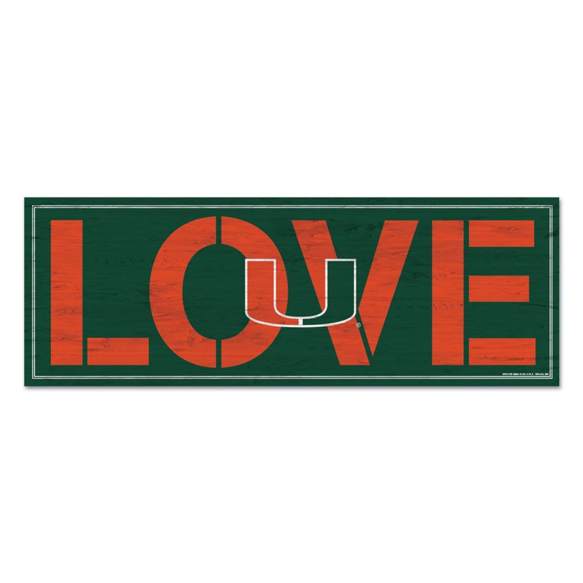 WinCraft University of Miami Wood Love U Sign 8&quot; x 23&quot;