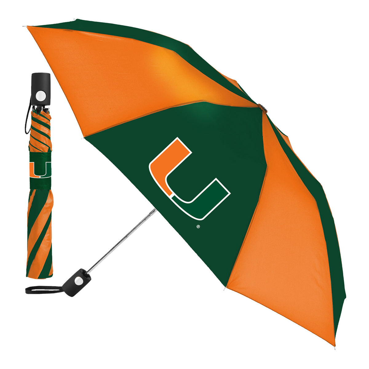 WinCraft University of Miami Logo Green/Orange Umbrella