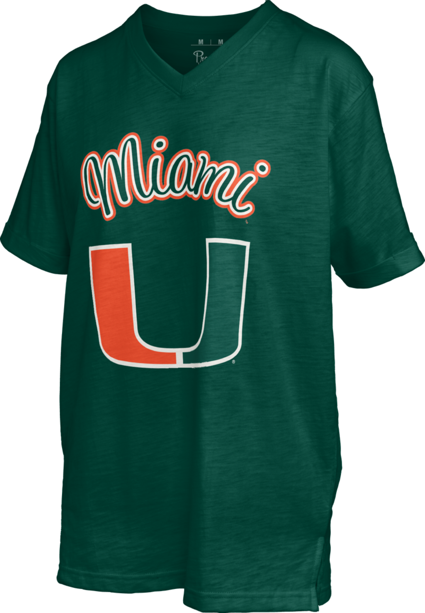 Pressbox Miami Hurricanes Women's Green Pensacola V-Neck T-Shirt