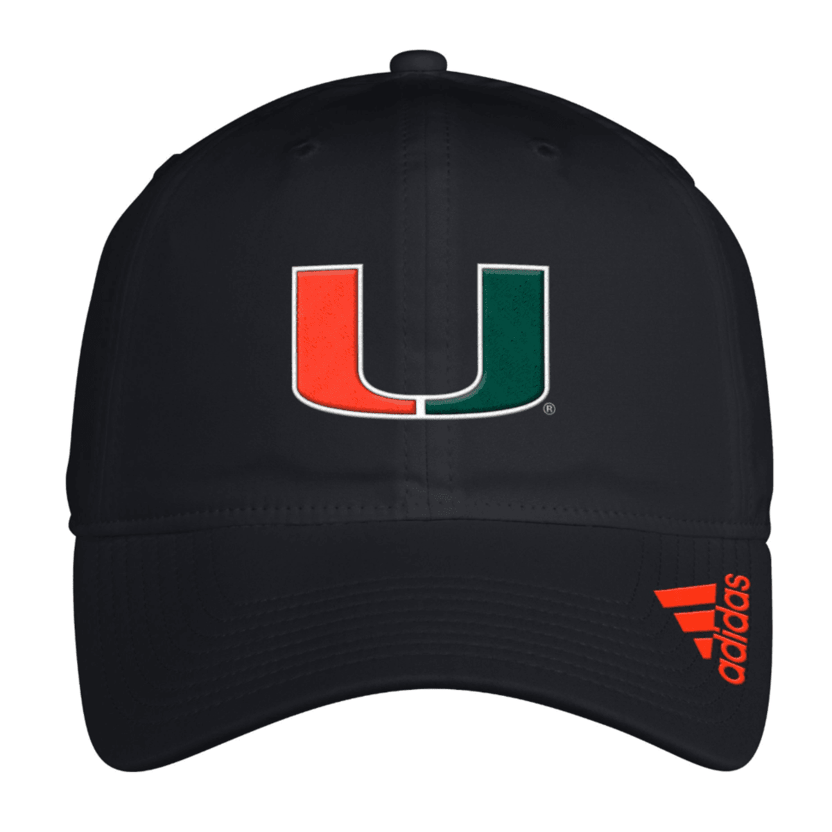 Adidas University of Miami Adjustable Logo Slouch Cap