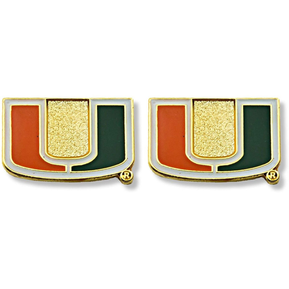 Aminco University of Miami Gold Post Earrings