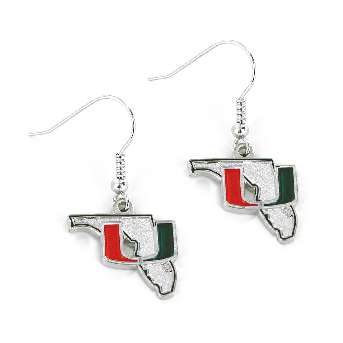 Aminco University of Miami U State Silver Earrings