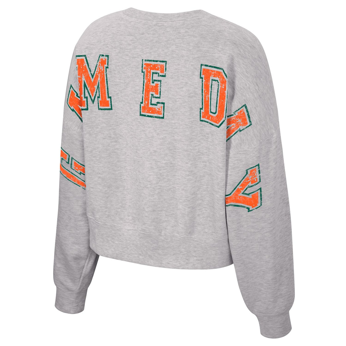 Colosseum Miami Hurricanes Ladies Cropped Gameday Fleece Crew Sweatshirt