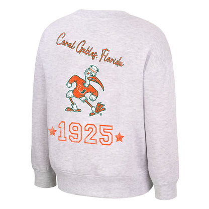 Colosseum Miami Hurricanes Youth White Coco Crew Sweatshirt