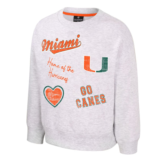 Colosseum Miami Hurricanes Youth White Coco Crew Sweatshirt