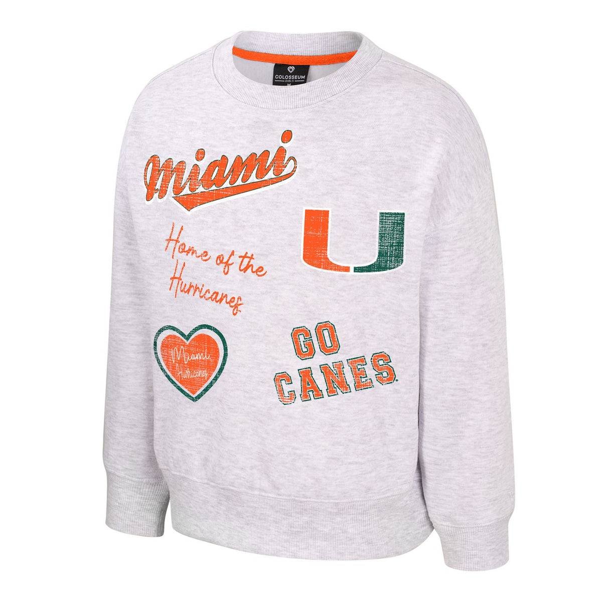 Colosseum Miami Hurricanes Toddler Grey Coco Crew Sweatshirt