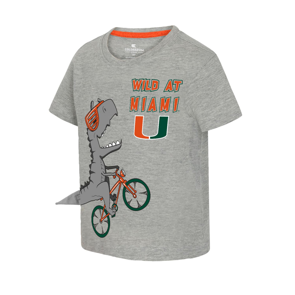Colosseum Miami Hurricanes Toddler Grey Wild Dino T-Shirt